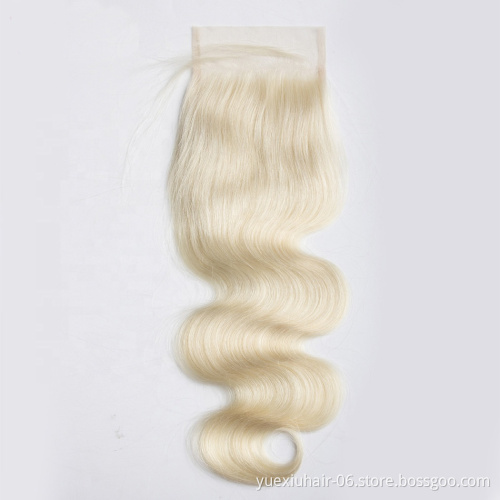 613 Blonde Body Wave Human Hair Brazilian Body Wave Virgin Cuticle Aligned Hair with Transparent Lace Frontal Closure